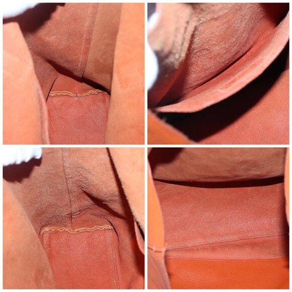 PRADA Tote Bag Leather Orange Gold Auth hk2515 - Picture 16 of 16